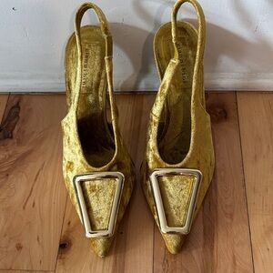 Jalen Velvet Oversized Ornament Slingback Pumps.